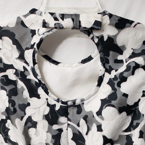 Kate Spade Jacquard Party Dress 4 Floral Keyhole POCKETS Fit Flare Black Pink - Picture 14 of 14